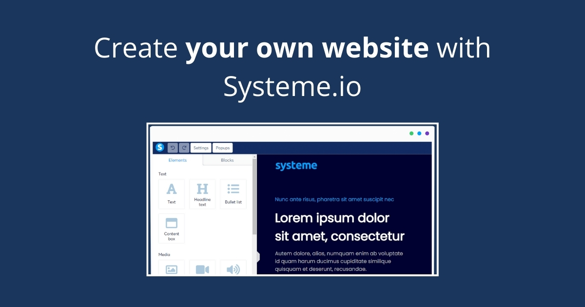 Create your own website with Systeme.io