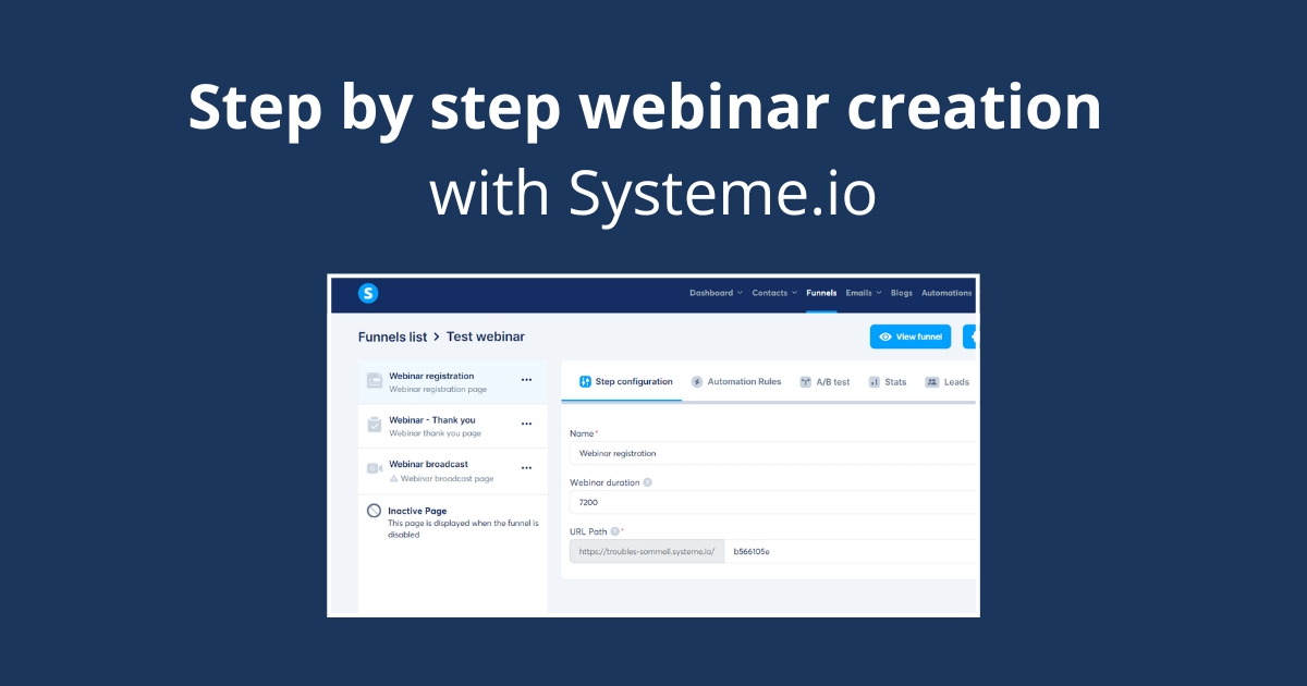 Step by step webinar creation with Systeme.io